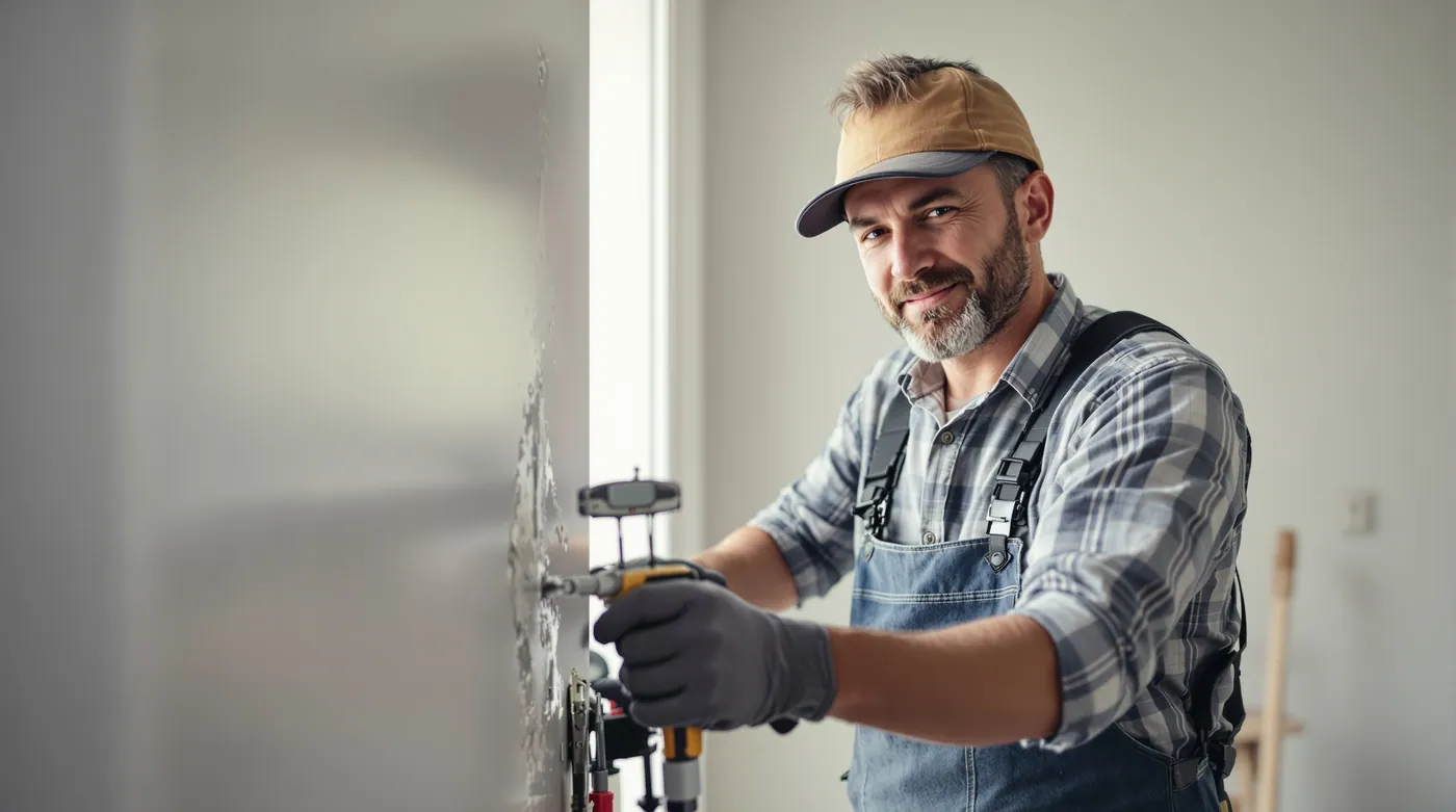 Tradesman working at a home in Luxembourg